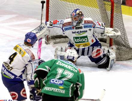 EBEL. Eishockey Bundesliga. EC Pasut VSV gegen HDD TILIA Olimpija Ljubljana.  STARKBAUM Bernhard, STEWART Michael (VSV), ZUPANCIC Nik (Ljubljana). Villach, am 20.1.2009.
Foto: Kuess 


---
pressefotos, pressefotografie, kuess, qs, qspictures, sport, bild, bilder, bilddatenbank