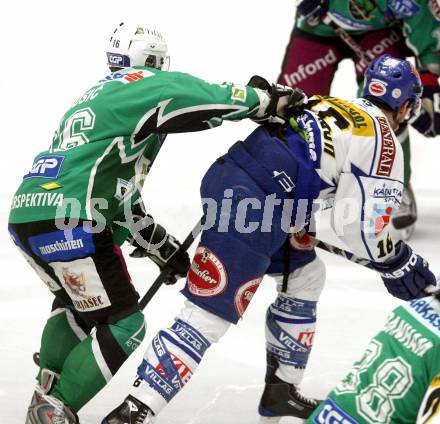 EBEL. Eishockey Bundesliga. EC Pasut VSV gegen HDD TILIA Olimpija Ljubljana.  CAVANAUGH Dan (VSV), MUSIC Ales (Ljubljana). Villach, am 20.1.2009.
Foto: Kuess 


---
pressefotos, pressefotografie, kuess, qs, qspictures, sport, bild, bilder, bilddatenbank