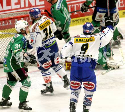 EBEL. Eishockey Bundesliga. EC Pasut VSV gegen HDD TILIA Olimpija Ljubljana.  Torjubel MONDOU Benoit (VSV), PETRILAINEN Pasi (Ljubljana). Villach, am 20.1.2009.
Foto: Kuess 


---
pressefotos, pressefotografie, kuess, qs, qspictures, sport, bild, bilder, bilddatenbank