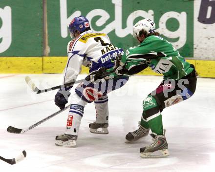 EBEL. Eishockey Bundesliga. EC Pasut VSV gegen HDD TILIA Olimpija Ljubljana.  KASPITZ Roland (VSV), ROPRET Anze (Ljubljana). Villach, am 20.1.2009.
Foto: Kuess 


---
pressefotos, pressefotografie, kuess, qs, qspictures, sport, bild, bilder, bilddatenbank