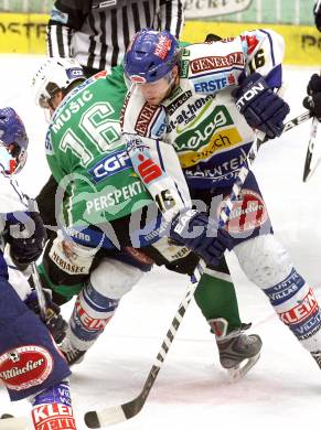 EBEL. Eishockey Bundesliga. EC Pasut VSV gegen HDD TILIA Olimpija Ljubljana.  CAVANAUGH Dan (VSV), MUSIC Ales  (Ljubljana). Villach, am 20.1.2009.
Foto: Kuess 


---
pressefotos, pressefotografie, kuess, qs, qspictures, sport, bild, bilder, bilddatenbank