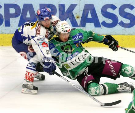 EBEL. Eishockey Bundesliga. EC Pasut VSV gegen HDD TILIA Olimpija Ljubljana.  FERLAND Jonathan (VSV), PAVLIN Ziga (Ljubljana). Villach, am 20.1.2009.
Foto: Kuess 


---
pressefotos, pressefotografie, kuess, qs, qspictures, sport, bild, bilder, bilddatenbank