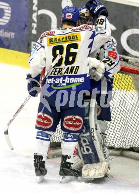 EBEL. Eishockey Bundesliga. EC Pasut VSV gegen HDD TILIA Olimpija Ljubljana.  FERLAND Jonathan, STARKBAUM  Bernhard  (VSV). Villach, am 20.1.2009.
Foto: Kuess 


---
pressefotos, pressefotografie, kuess, qs, qspictures, sport, bild, bilder, bilddatenbank