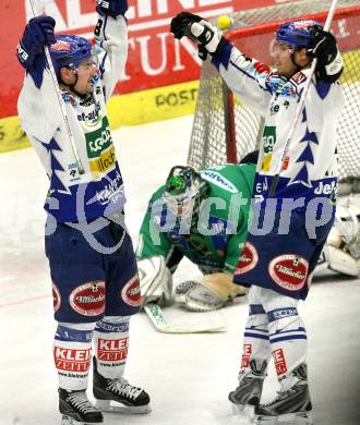 EBEL. Eishockey Bundesliga. EC Pasut VSV gegen HDD TILIA Olimpija Ljubljana.  Jubel FERLAND Jonathan, RAFFL Thomas  (VSV). Villach, am 20.1.2009.
Foto: Kuess 


---
pressefotos, pressefotografie, kuess, qs, qspictures, sport, bild, bilder, bilddatenbank