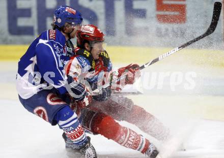 EBEL. Eishockey Bundesliga. EC KAC gegen EC VSV. David Schuller, (KAC), Wolfgang Kromp (VSV). Klagenfurt, am 23.1.2009.
Foto: Kuess 

---
pressefotos, pressefotografie, kuess, qs, qspictures, sport, bild, bilder, bilddatenbank