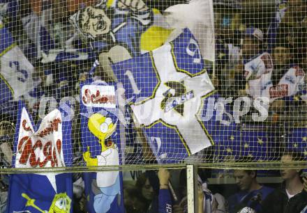 EBEL. Eishockey Bundesliga. EC KAC gegen EC VSV. Jubel VSV Fans. Klagenfurt, am 23.1.2009.
Foto: Kuess 

---
pressefotos, pressefotografie, kuess, qs, qspictures, sport, bild, bilder, bilddatenbank