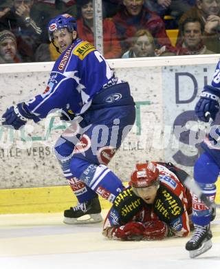 EBEL. Eishockey Bundesliga. EC KAC gegen EC VSV. Christoph Harand,  (KAC), Darell Scoville (VSV). Klagenfurt, am 23.1.2009.
Foto: Kuess 

---
pressefotos, pressefotografie, kuess, qs, qspictures, sport, bild, bilder, bilddatenbank