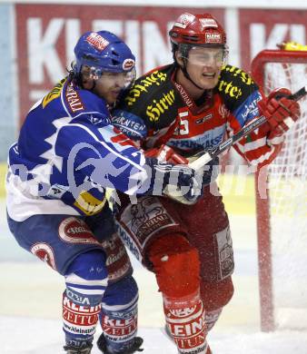 EBEL. Eishockey Bundesliga. EC KAC gegen EC VSV. David Schuller, (KAC), Wolfgang Kromp (VSV). Klagenfurt, am 23.1.2009.
Foto: Kuess 

---
pressefotos, pressefotografie, kuess, qs, qspictures, sport, bild, bilder, bilddatenbank