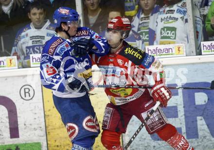 EBEL. Eishockey Bundesliga. EC KAC gegen EC VSV. Herbert Ratz, (KAC), Michael Raffl (VSV). Klagenfurt, am 23.1.2009.
Foto: Kuess 

---
pressefotos, pressefotografie, kuess, qs, qspictures, sport, bild, bilder, bilddatenbank