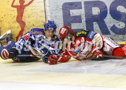 EBEL. Eishockey Bundesliga. EC KAC gegen EC VSV. Herbert Ratz, (KAC), Michael Raffl (VSV). Klagenfurt, am 23.1.2009.
Foto: Kuess 

---
pressefotos, pressefotografie, kuess, qs, qspictures, sport, bild, bilder, bilddatenbank