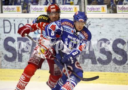 EBEL. Eishockey Bundesliga. EC KAC gegen EC VSV. Andrew Schneider,  (KAC), Roland Kaspitz (VSV). Klagenfurt, am 23.1.2009.
Foto: Kuess 

---
pressefotos, pressefotografie, kuess, qs, qspictures, sport, bild, bilder, bilddatenbank