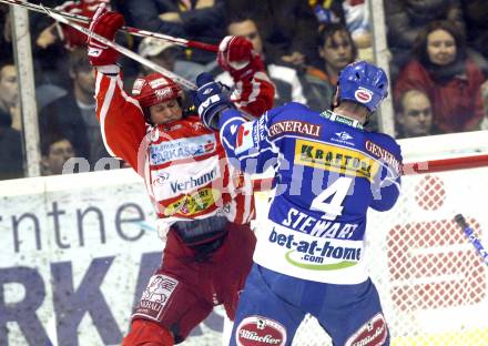 EBEL. Eishockey Bundesliga. EC KAC gegen EC VSV. Mike Craig, (KAC), Mike Stewart (VSV). Klagenfurt, am 23.1.2009.
Foto: Kuess 

---
pressefotos, pressefotografie, kuess, qs, qspictures, sport, bild, bilder, bilddatenbank