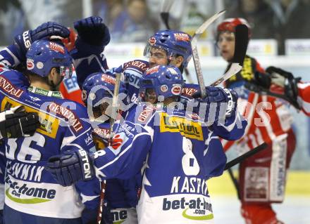 EBEL. Eishockey Bundesliga. EC KAC gegen EC VSV. Jubel VSV. Klagenfurt, am 23.1.2009.
Foto: Kuess 

---
pressefotos, pressefotografie, kuess, qs, qspictures, sport, bild, bilder, bilddatenbank