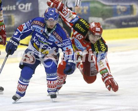 EBEL. Eishockey Bundesliga. EC KAC gegen EC VSV. David Schuller, (KAC),  Roland Kaspitz (VSV). Klagenfurt, am 23.1.2009.
Foto: Kuess 

---
pressefotos, pressefotografie, kuess, qs, qspictures, sport, bild, bilder, bilddatenbank