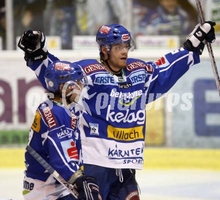 EBEL. Eishockey Bundesliga. EC KAC gegen EC VSV. Torjubel Thomas Raffl, Wolfgang Kromp (VSV). Klagenfurt, am 23.1.2009.
Foto: Kuess 

---
pressefotos, pressefotografie, kuess, qs, qspictures, sport, bild, bilder, bilddatenbank