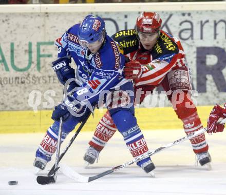 EBEL. Eishockey Bundesliga. EC KAC gegen EC VSV. David Schuller,  (KAC), Roland Kaspitz (VSV). Klagenfurt, am 23.1.2009.
Foto: Kuess 

---
pressefotos, pressefotografie, kuess, qs, qspictures, sport, bild, bilder, bilddatenbank