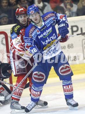 EBEL. Eishockey Bundesliga. EC KAC gegen EC VSV. Johannes Reichel (KAC), Jonathan Ferland  (VSV). Klagenfurt, am 23.1.2009.
Foto: Kuess 

---
pressefotos, pressefotografie, kuess, qs, qspictures, sport, bild, bilder, bilddatenbank