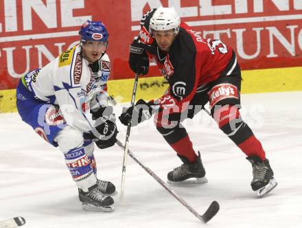 EBEL. Eishockey Bundesliga. EC Pasut VSV gegen HK Acroni Jesenice.  Benoit Mondou, (VSV), Jean Philippe Pare (Jesenice). Villach, am 27.1.2009.
Foto: Kuess 


---
pressefotos, pressefotografie, kuess, qs, qspictures, sport, bild, bilder, bilddatenbank