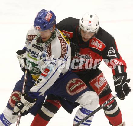 EBEL. Eishockey Bundesliga. EC Pasut VSV gegen HK Acroni Jesenice.  Thomas Raffl, (VSV), Tomo Hafner (Jesenice). Villach, am 27.1.2009.
Foto: Kuess 


---
pressefotos, pressefotografie, kuess, qs, qspictures, sport, bild, bilder, bilddatenbank