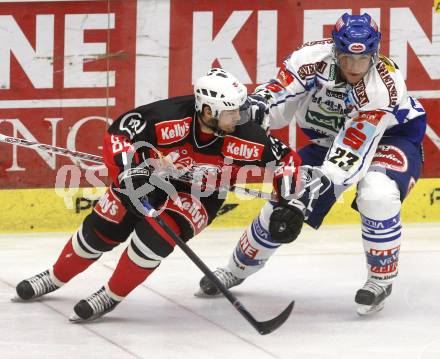 EBEL. Eishockey Bundesliga. EC Pasut VSV gegen HK Acroni Jesenice. Mike Mc Kenna (VSV), Andrej Hebar (Jesenice). Villach, am 27.1.2009.
Foto: Kuess 


---
pressefotos, pressefotografie, kuess, qs, qspictures, sport, bild, bilder, bilddatenbank