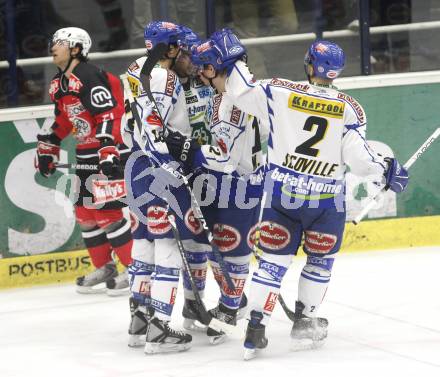 EBEL. Eishockey Bundesliga. EC Pasut VSV gegen HK Acroni Jesenice.  Torjubel VSV. Villach, am 27.1.2009.
Foto: Kuess 


---
pressefotos, pressefotografie, kuess, qs, qspictures, sport, bild, bilder, bilddatenbank