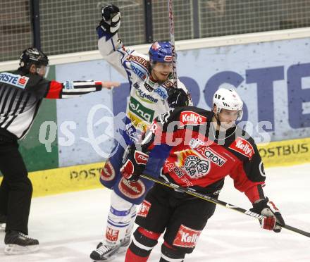 EBEL. Eishockey Bundesliga. EC Pasut VSV gegen HK Acroni Jesenice. Torjubel Thomas Raffl (VSV), Ales Kranjc (Jesenice). Villach, am 27.1.2009.
Foto: Kuess 


---
pressefotos, pressefotografie, kuess, qs, qspictures, sport, bild, bilder, bilddatenbank