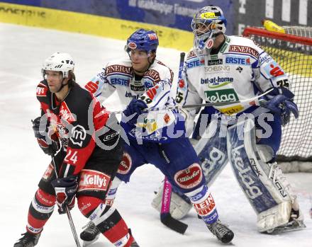 EBEL. Eishockey Bundesliga. EC Pasut VSV gegen HK Acroni Jesenice.  Stefan Bacher, Gert Prohaska, (VSV), Anze Terlikar (Jesenice). Villach, am 27.1.2009.
Foto: Kuess 


---
pressefotos, pressefotografie, kuess, qs, qspictures, sport, bild, bilder, bilddatenbank