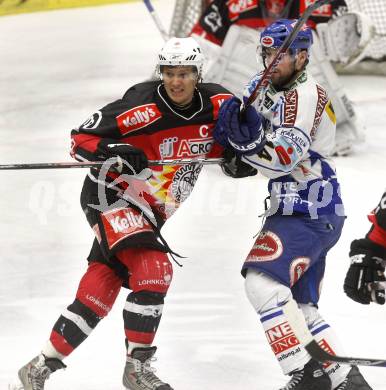 EBEL. Eishockey Bundesliga. EC Pasut VSV gegen HK Acroni Jesenice.  Justin Mapletoft, (VSV), Marcel Rodman (Jesenice). Villach, am 27.1.2009.
Foto: Kuess 


---
pressefotos, pressefotografie, kuess, qs, qspictures, sport, bild, bilder, bilddatenbank