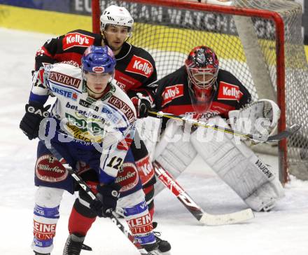 EBEL. Eishockey Bundesliga. EC Pasut VSV gegen HK Acroni Jesenice.  Michael Raffl, (VSV), Ales Kranjc, Andrej Hocevar (Jesenice). Villach, am 27.1.2009.
Foto: Kuess 


---
pressefotos, pressefotografie, kuess, qs, qspictures, sport, bild, bilder, bilddatenbank