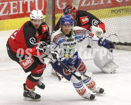 EBEL. Eishockey Bundesliga. EC Pasut VSV gegen HK Acroni Jesenice. Roland Kaspitz (VSV), Tomo Hafner (Jesenice). Villach, am 27.1.2009.
Foto: Kuess 


---
pressefotos, pressefotografie, kuess, qs, qspictures, sport, bild, bilder, bilddatenbank