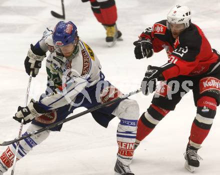 EBEL. Eishockey Bundesliga. EC Pasut VSV gegen HK Acroni Jesenice.  Thomas Raffl, (VSV), Tomo Hafner (Jesenice). Villach, am 27.1.2009.
Foto: Kuess 


---
pressefotos, pressefotografie, kuess, qs, qspictures, sport, bild, bilder, bilddatenbank