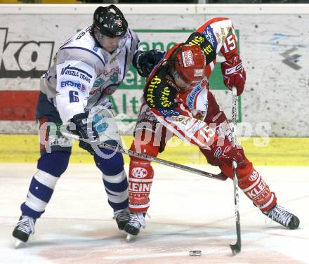 EBEL. Eishockey Bundesliga. EC KAC gegen Alba Volan SC Szekesfehervar.  SCHELLANDER Paul (KAC),  MARTENS Nick (Alba Volan). Klagenfurt, am 29.1.2009.
Foto: Kuess 

---
pressefotos, pressefotografie, kuess, qs, qspictures, sport, bild, bilder, bilddatenbank