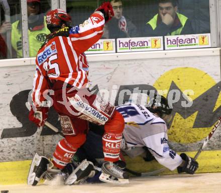 EBEL. Eishockey Bundesliga. EC KAC gegen Alba Volan SC Szekesfehervar.  FUREY Kirk (KAC),  FODOR Szabolcs (Alba Volan). Klagenfurt, am 29.1.2009.
Foto: Kuess 

---
pressefotos, pressefotografie, kuess, qs, qspictures, sport, bild, bilder, bilddatenbank