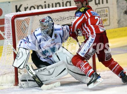 EBEL. Eishockey Bundesliga. EC KAC gegen Alba Volan SC Szekesfehervar.  Mike Craig (KAC),  Zoltan Hetenyi (Alba Volan). Klagenfurt, am 29.1.2009.
Foto: Kuess 

---
pressefotos, pressefotografie, kuess, qs, qspictures, sport, bild, bilder, bilddatenbank