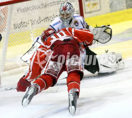 EBEL. Eishockey Bundesliga. EC KAC gegen Alba Volan SC Szekesfehervar.  Warren Norris (KAC), Zoltan Hetenyi (Alba Volan). Klagenfurt, am 29.1.2009.
Foto: Kuess 

---
pressefotos, pressefotografie, kuess, qs, qspictures, sport, bild, bilder, bilddatenbank