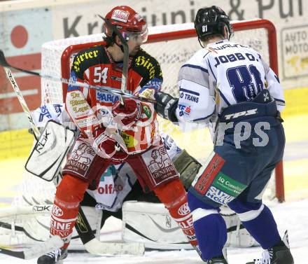 EBEL. Eishockey Bundesliga. EC KAC gegen Alba Volan SC Szekesfehervar. Andrew Schneider (KAC),  David Jobb (Alba Volan). Klagenfurt, am 29.1.2009.
Foto: Kuess 

---
pressefotos, pressefotografie, kuess, qs, qspictures, sport, bild, bilder, bilddatenbank