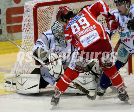 EBEL. Eishockey Bundesliga. EC KAC gegen Alba Volan SC Szekesfehervar.  HERBURGER Raphael (KAC),  HETENYI Zoltan (Alba Volan). Klagenfurt, am 29.1.2009.
Foto: Kuess 

---
pressefotos, pressefotografie, kuess, qs, qspictures, sport, bild, bilder, bilddatenbank