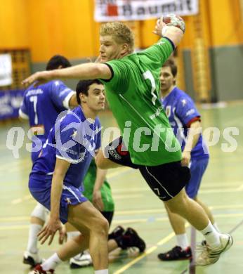 Handball Bundesliga. SC Ferlach gegen HCK 59.  STUSAJ Bostjan (Ferlach), KANDOLF Thomas (HCK). Ferlach, 31.1.2009
Foto:  Kuess

---
pressefotos, pressefotografie, kuess, qs, qspictures, sport, bild, bilder, bilddatenbank