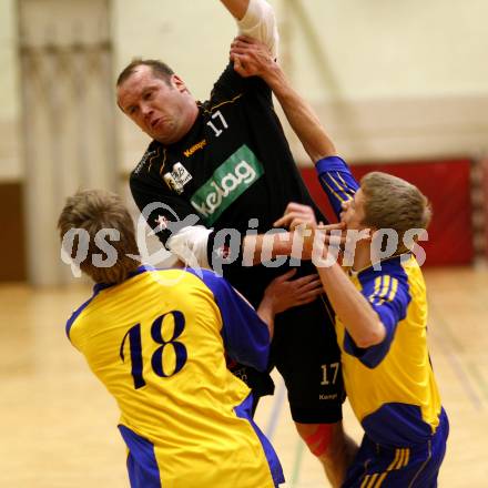 Handball Bundesliga. SVVW gegen HCK 59.  GODEC Markus, GODEC Stefan (SVVW), KROPFITSCH  Thomas (HCK). Klagenfurt, 7.2.2009
Foto:  Kuess

---
pressefotos, pressefotografie, kuess, qs, qspictures, sport, bild, bilder, bilddatenbank