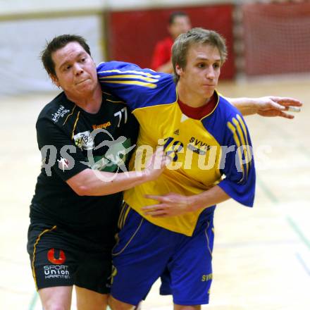 Handball Bundesliga. SVVW gegen HCK 59. GODEC Markus (SVVW), PONTASCH  Florian (HCK). Klagenfurt, 7.2.2009
Foto:  Kuess

---
pressefotos, pressefotografie, kuess, qs, qspictures, sport, bild, bilder, bilddatenbank