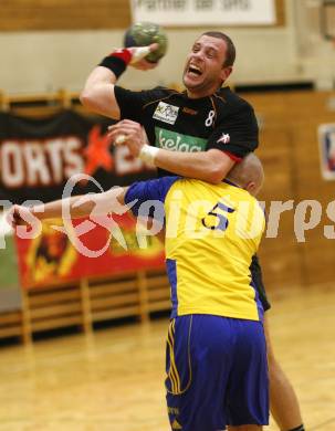 Handball Bundesliga. SVVW gegen HCK 59. Gregor Skerlak  (SVVW), Anton Praeprost (HCK). Klagenfurt, 7.2.2009
Foto:  Kuess

---
pressefotos, pressefotografie, kuess, qs, qspictures, sport, bild, bilder, bilddatenbank