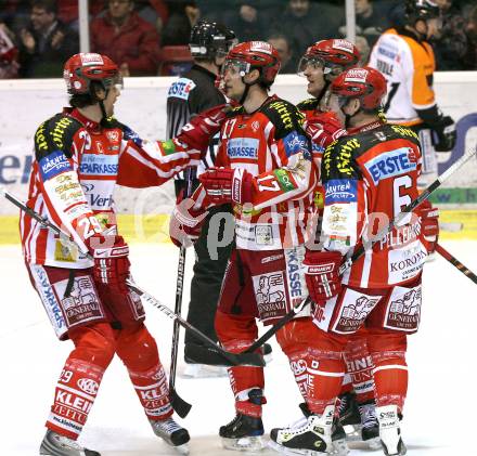 EBEL. Eishockey Bundesliga. KAC gegen EC Graz 99ers. Torjubel KAC. Klagenfurt, am 13.2.2009.
Foto: Kuess 

---
pressefotos, pressefotografie, kuess, qs, qspictures, sport, bild, bilder, bilddatenbank