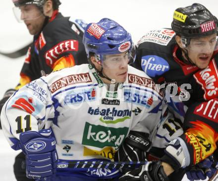 EBEL. Eishockey Bundesliga. EC Pasut VSV gegen EV VIENNA CAPITALS.  Nico Toff, (VSV), Raimund Divis (Vienna). Villach, am 13.2.2009.
Foto: Kuess 


---
pressefotos, pressefotografie, kuess, qs, qspictures, sport, bild, bilder, bilddatenbank