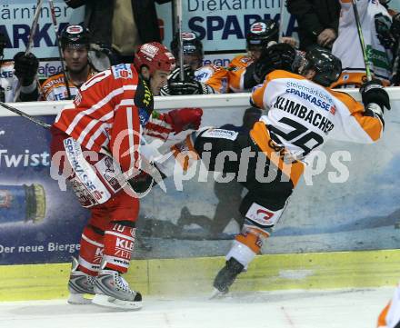 EBEL. Eishockey Bundesliga. KAC gegen EC Graz 99ers. NORRIS Warren (KAC), KLIMBACHER Sven (Graz). Klagenfurt, am 13.2.2009.
Foto: Kuess 

---
pressefotos, pressefotografie, kuess, qs, qspictures, sport, bild, bilder, bilddatenbank