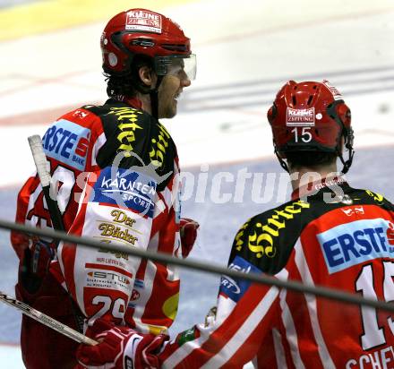 EBEL. Eishockey Bundesliga. KAC gegen EC Graz 99ers. Torjubel BRANDNER Christoph (KAC). Klagenfurt, am 13.2.2009.
Foto: Kuess 

---
pressefotos, pressefotografie, kuess, qs, qspictures, sport, bild, bilder, bilddatenbank