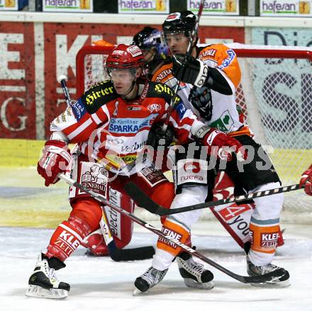 EBEL. Eishockey Bundesliga. KAC gegen EC Graz 99ers. PELLEGRIMS Mike, SCOTT Travis (KAC). Klagenfurt, am 13.2.2009.
Foto: Kuess 

---
pressefotos, pressefotografie, kuess, qs, qspictures, sport, bild, bilder, bilddatenbank