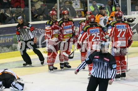 EBEL. Eishockey Bundesliga. KAC gegen EC Graz 99ers. Jubel KAC. Klagenfurt, am 13.2.2009.
Foto: Kuess 

---
pressefotos, pressefotografie, kuess, qs, qspictures, sport, bild, bilder, bilddatenbank