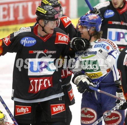 EBEL. Eishockey Bundesliga. EC Pasut VSV gegen EV VIENNA CAPITALS.  Wolfgang Kromp, (VSV), Douglas Nolan (Vienna). Villach, am 13.2.2009.
Foto: Kuess 


---
pressefotos, pressefotografie, kuess, qs, qspictures, sport, bild, bilder, bilddatenbank