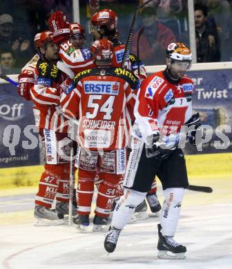 EBEL. Eishockey Bundesliga. KAC gegen HC TWK Innsbruck, Die Haie.  Torjubel KAC. Klagenfurt, am 17.2.2009.
Foto: Kuess 

---
pressefotos, pressefotografie, kuess, qs, qspictures, sport, bild, bilder, bilddatenbank
