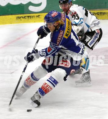 EBEL. Eishockey Bundesliga. EC Pasut VSV gegen EHC LIWEST Linz.  ORAZE Martin (VSV), SZUECS Mark (Linz). Villach, am 17.2.2009.
Foto: Kuess 


---
pressefotos, pressefotografie, kuess, qs, qspictures, sport, bild, bilder, bilddatenbank